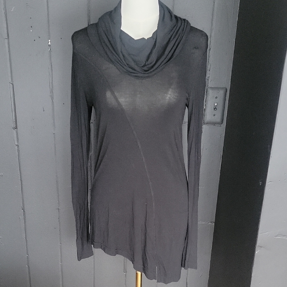 Chic Black Cowl Neck Long Sleeve Top